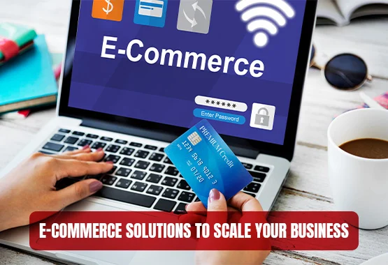   IT Empire Software House Pakistan providing custom e-commerce solutions
from Pakistan to across the globe, with a person using a laptop and credit card to access
an e-commerce platform.  